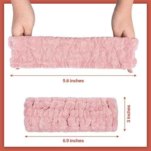 Chuangdi 3 Pieces Spa Headband for Women Facial Makeup Headband Soft Terry Cloth Hairband for Washing Face Mask Spa Shower Gifts(Pink, Milky-White, Dark Grey)