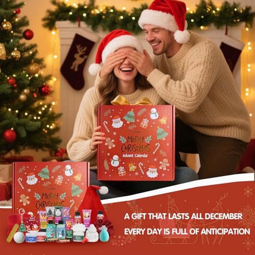 Advent Calendar 2025 for Adult Women, Luxury Spa Gift Set for Her Him, Christmas Gifts for Women & Men, 24 Day Countdown Calendar with Bath & Body Care, Limited Edition Holiday Gift