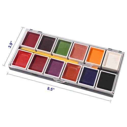 T TOGUSH 12 Colors Alcohol Activated Makeup Palette Set with Mimic Wound Sponge Egg for SFX Halloween Makeup