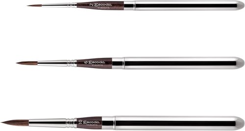 Escoda | Watercolour | Versàtil Set with 3 Round Travel Brushes for Watercolour | Size 2,6,10 | 3 Brushes | Synthetic Kolinsky | Round Pointed