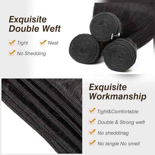 12A Human Hair Bundles 22 24 26 Inch Body Wave Bundles Human Hair 100% Unprocessed Brazilian Virgin Hair Quick Weave Extensions Natural Black