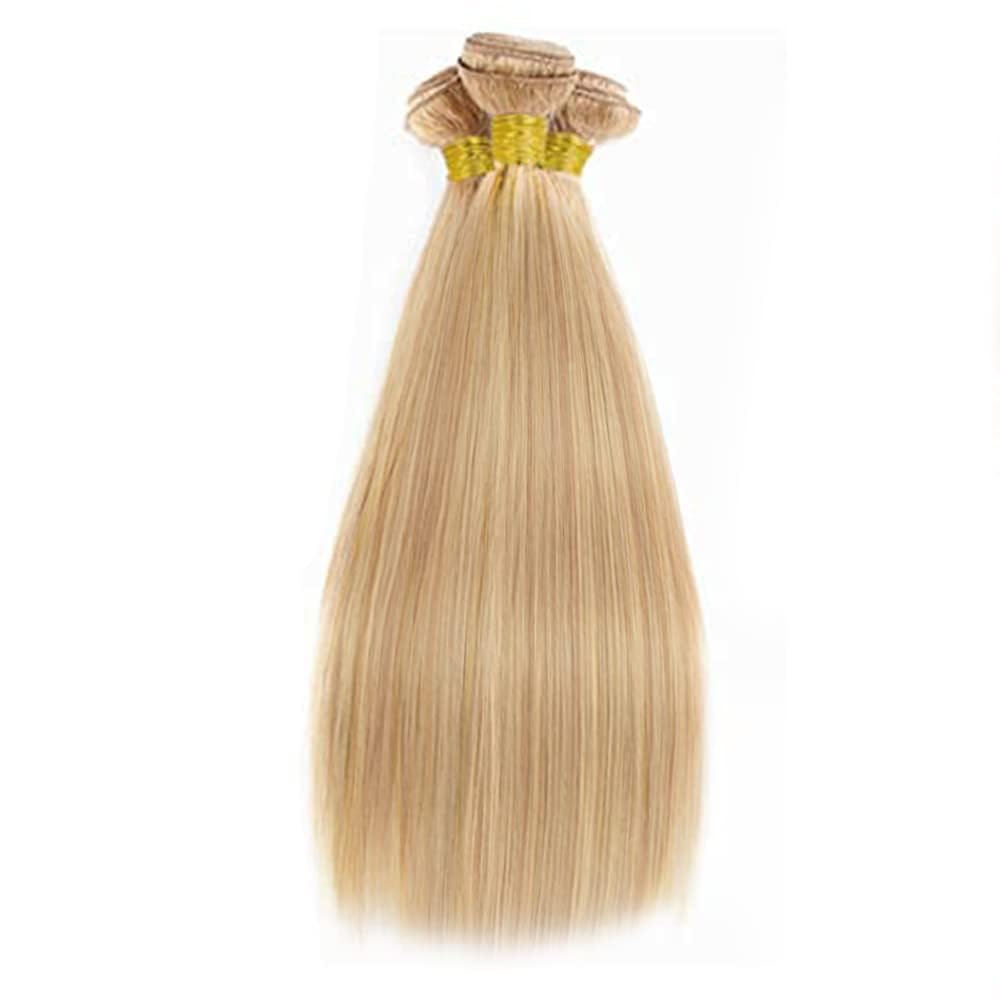 Giginger Bundles Human Hair P27/613 Blonde Straight Human Hair Bundles 16 18 20 Inch Highlight Honey Blonde Unprocessed Quick Weave Soft Sewn In Hair Extensions for Black Women