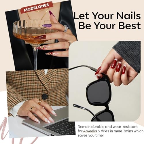 modelones 40 Pcs Gel Nail Polish Set, 36 Colors Winter Orange Yellow Red Nude Brown White Black Gel Nail Polish Kit with Base Coat& Matte Glitter Glossy Top Coat DIY LED Christmas Manicure Gift