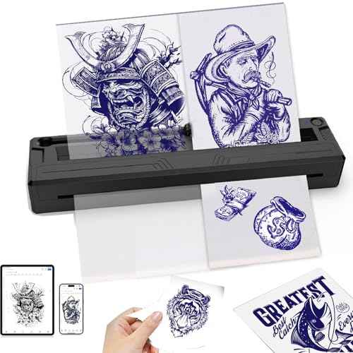 2025 New Tattoo Stencil Printer - Wireless Bluetooth Thermal Tattoo Transfer Machine, Includes 10pcs Transfer Paper, Portable Tattoo Printer for Beginners & Pros, Works with iPhone/Android/iPad