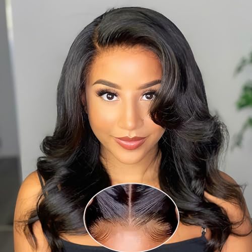 5x5 Glueless Wigs Human Hair Pre Plucked Body Wave Bob Wig Lace Front Human Hair Wigs for Black Women Ready to Wear for Beginners Pre Cut Lace Closure Wigs No Glue 16 Inch