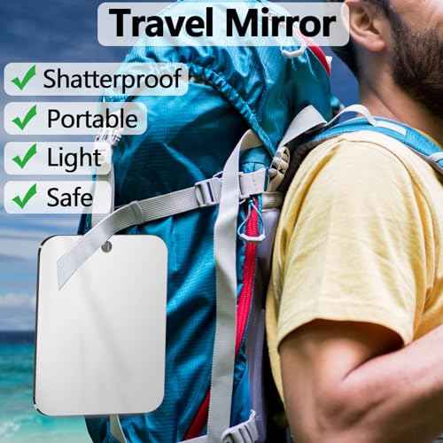 Shatterproof Shower Mirror fogless for Shaving Mirror (Larger,11"x8") Small Wall Hanging Camp Vanity Mirror,Unbreakable Makeup Travel Camping Mirrors,Men Fog Free Handheld,Outdoor Showers