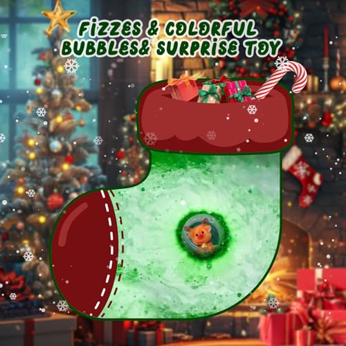 Christmas Bath Bombs for Kids with Surprise Toys Inside, 2025 Christmas Stocking Stuffers Gift for Kids, 6 Pack Bubble Bath Bomb for Boys Girls Toddlers