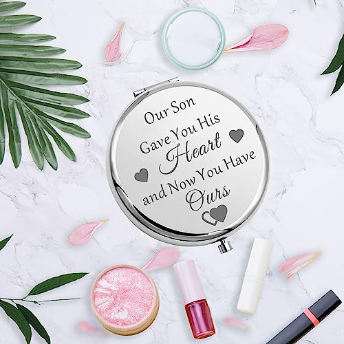 MYOSPARK Daughter in Law Compact Makeup Mirror Bride to Be Wedding Day Keepsake Gift from Mother in Law