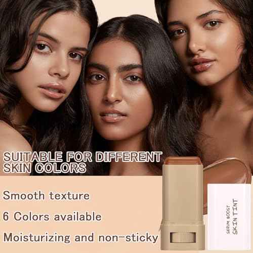 Tinted Moisturizer Stick Serum for Boost Skin Tint, Multiuse Solid Tinted Moisturizing Foundation Stick, Natural Makeup, Solid Beauty Balm for Foundation and Contour Concealer