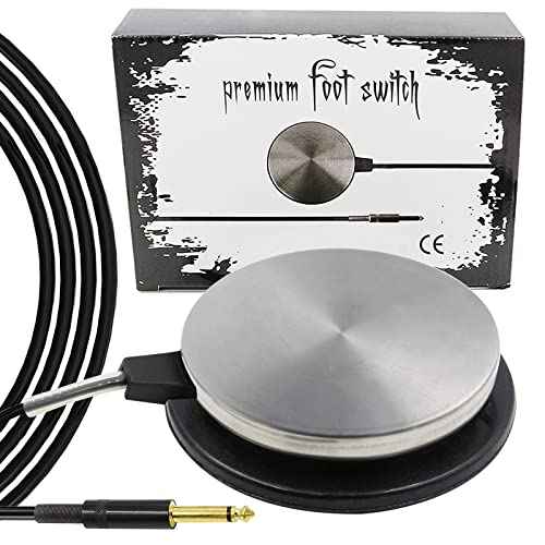Tattoo Foot Pedal - Premium Tattoo Machine Pedal Switch 360 Degree Round Stainless Steel Foot Pedal with 6.5ft Silicon Soft Wire for Tattoo Machine Power Supply