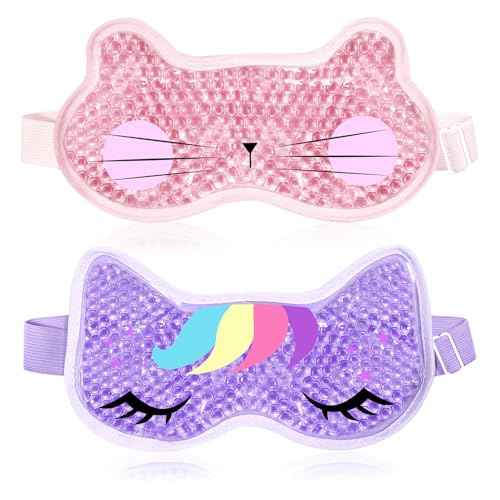 2PCS Adorable Cooling Eye Mask Gel Eye Mask, Reusable Hot Cold Therapy Cold Eye mask for Post Surgery, Puffiness, Dark Circles, Eye Bags, Dry Eyes, Migraines with Soft Plush Backing