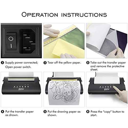 TATELF Stencil Printer With 20pcs Transfer Paper - Portable Mini Tattoo Transfer Machine for Tattooing - Thermal Copier