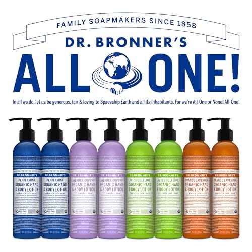 Dr. Bronner's 3-in-1 Orange & Lavender Organic Hand and Body Lotion, Made with Organic Oils, Used for Hands, Face and Body, Certified Fair Trade & Vegan Friendly, 236ml Recycled Bottle