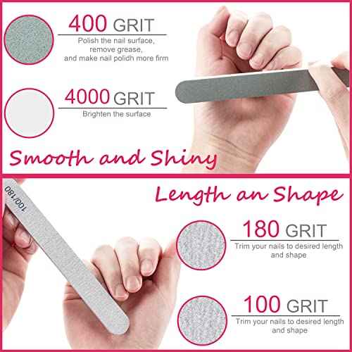 Gel Polish Remover Tools Kit - 10 Clips, 400 Lint-Free Wipes, Files 100/180, Buffer Block 400/4000, Brush, Cuticle Pusher & Peeler (Clear)