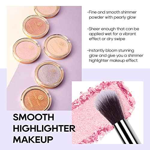 Baked Pink Highlighter Powder Palette, Makeup Highlighter Powder Palette Sheer Shimmering Finish Face Highlighters Makeup Iluminadores de Maquillaje #02 Mermaid Pink