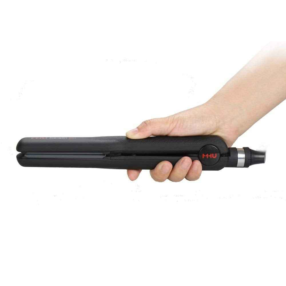 Professional Dual Voltage Hair Straightener 1.25" Keratin Ceramic Flat Iron Fast Heat Up for Home Use Iron Wide Plate Adjust Temperatures Auto Shut Off, Black