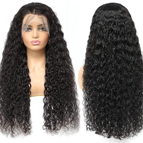 28 Inch Deep Wave Lace Front Wigs Human Hair 200% Density 13x4 HD Transparent Lace Deep Curly Human Hair Wig for Black Women Brazalian Virgin Wigs Pre Plucked