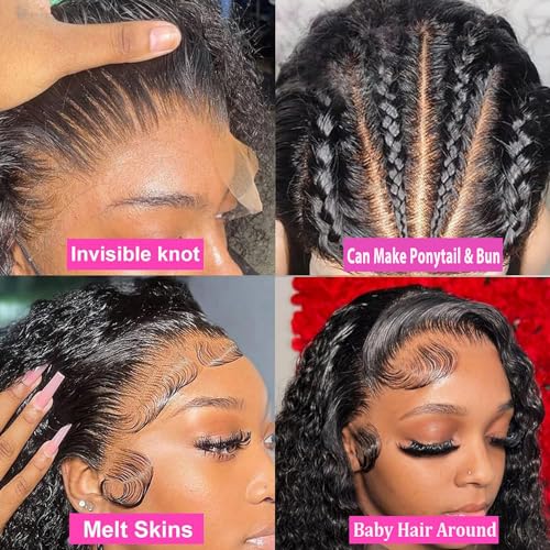 360 Lace Front Wigs Human Hair Pre Plucked Deep Wave Lace Front Wigs Human Hair Wigs for Black Women with Baby Hair Natural Hairline Deep Culy 360 Full Lace Wigs 22 Inch