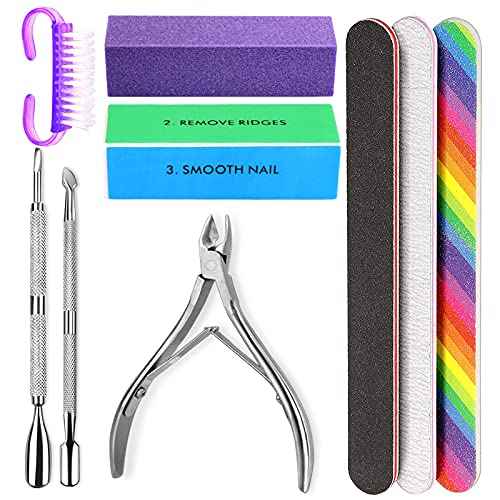 HNYYZL Manicure Kit - Nail File, Buffer, Cuticle Clipper, Pusher & Brush for Salon Nail Art