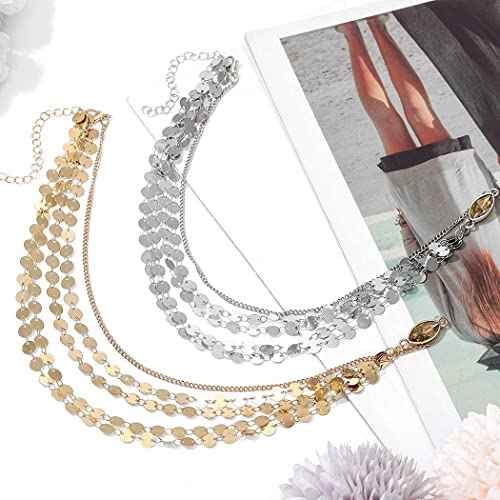 Yean Gold Sequins Head Chain Bohemian Hair Jewelry Headpiece Forehead Band Festival Headband Accessories for Women