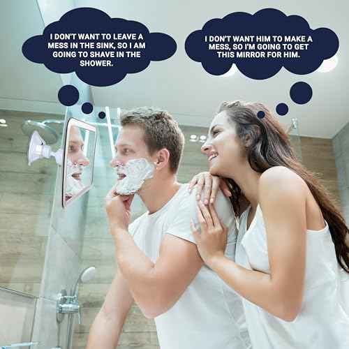 MIRRORVANA Fogless Shower Mirror for Shaving with Upgraded Suction, Anti Fog Shatterproof Surface and 360¡Æ Swivel, No Magnification, 6.3" x 6.3" (Chrome)