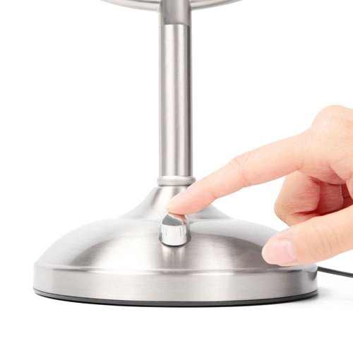 JERDON Lighted Tabletop Mirror with 10X/1X Magnification - LED Lighted Makeup Mirror with Multiple Light Settings in Nickel Finish - 8.5-Inch Diameter Vanity Mirror - Model JS8510BN