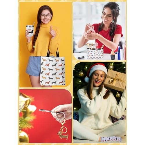 Abbylike Dachshund Gifts for Women Weiner Dog Tote Bag Cosmetic Bag Cup Keychain and Socks for Dachshund Dog Lover Mom