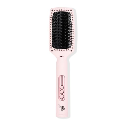 L'ANGE HAIR Le Vite Curve Ceramic Straightening Brush | Heated Straightener Flat Iron for Smooth, Anti Frizz Hair | for All Hair Lengths | Hot Styling Brush for Effortless Straightening (Blush)