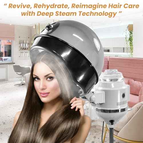 PayLessHere Hooded Hair Steamer Dryer with Adjustable Rolling Stand, Professional Bonnet Hair Care Equipment for Styling, Conditioning, and Color Treatment, for Salon or Home Use (620 watts)