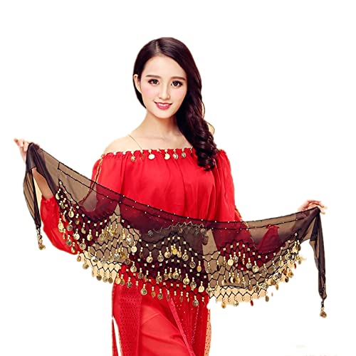 Multi-Row Coins Belly Dance Wrap & Hip Scarf, Sequins Head Chain Festival Halloween Prom Costume Hair Accessories Headbands Headpieces for Women and Girls