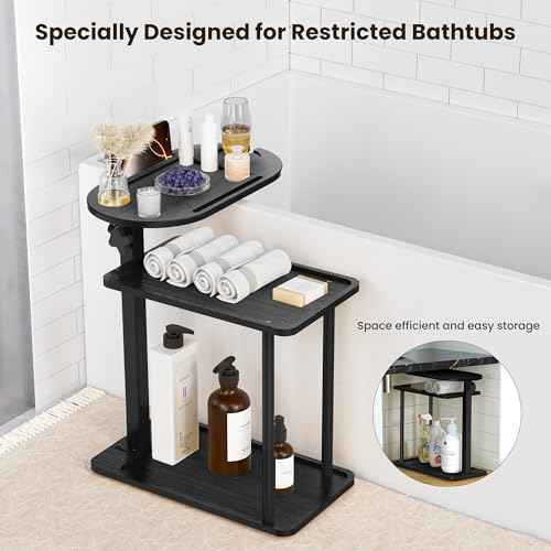 Bathtub Tray Table, Freestanding Bath Side Table Tub Tray Caddy, 3 Layer Bamboo Bath Board Shelf, Bathtub & Bathroom Accessories, New Home Gift for Mom, Housewarming, Anniversary, Wedding