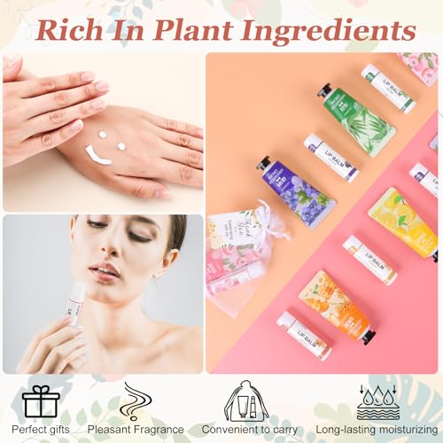 30 Sets Bulk Hand Cream and Bulk Lip Balm Gifts, Stocking Stuffers for Women, Wedding Favors for Guests with Thank You Card and Organza Bags, Christmas Gifts, Employee Appreciation Gifts