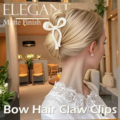 2 Pcs Bow Claw Clip Cute Hair Clips for Thick and Thin Hair Nonslip Strong Hold Bow Hair Clips for Women, Black & White