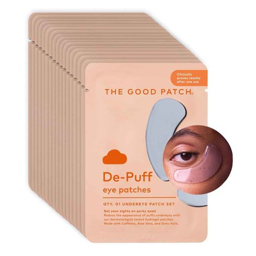 The Good Patch De-Puff Cooling Hydrogel Under Eye Patches for Puffy Eyes and Under Eye Bags, Made with Caffeine, Aloe Vera, Gotu Kola, Clinically Proven (18 Total Patch Sets)
