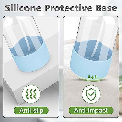 Glass Spray Bottles with Silicone Sleeve Protection, Empty 16 oz Refillable Containers, Reusable Spray Bottles with Adjustable Nozzle for Hair, Cleaning Solutions, Essential Oils 1 Pack Blue