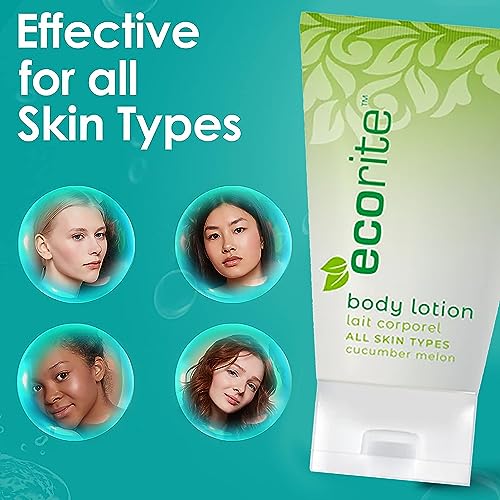 Ecorite Hand and Body Lotion with Cucumber-Melon Fragrance, Travel Size Hotel Amenities Biodegradable/Recyclable Tube, 1 fl oz/30 ml, Pack of 288
