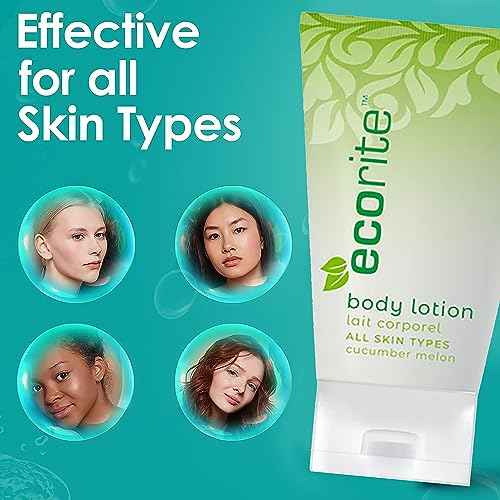Ecorite Hand and Body Lotion with Cucumber-Melon Fragrance, Travel Size Hotel Amenities Biodegradable/Recyclable Tube, 1 fl oz/30 ml, Pack of 288