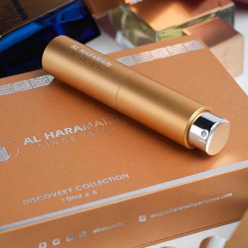 Al Haramain Discovery Collection - Amber Oud for Unisex Adult - 6 Pc Mini Gift Set 0.33oz Amber Oud,Perfume Atomiser
