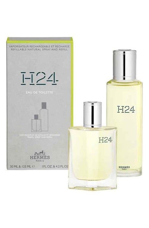 HERMÉS H24 2-Piece Gift Set for Men, (4.2 Oz Eau De Toilette Refillable Spray + 1.0 Oz Eau De Toilette Refillable Spray)