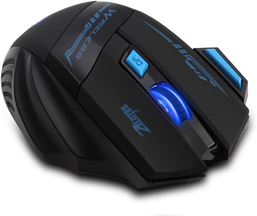 zelotes Wireless Mouse,4 Adjustable DPI,7 Buttons,Ergonomic Design,Energy-Saving,2.4GHz with USB Receiver,Optical Portable Mouse for PC,Mac,Laptop,Black