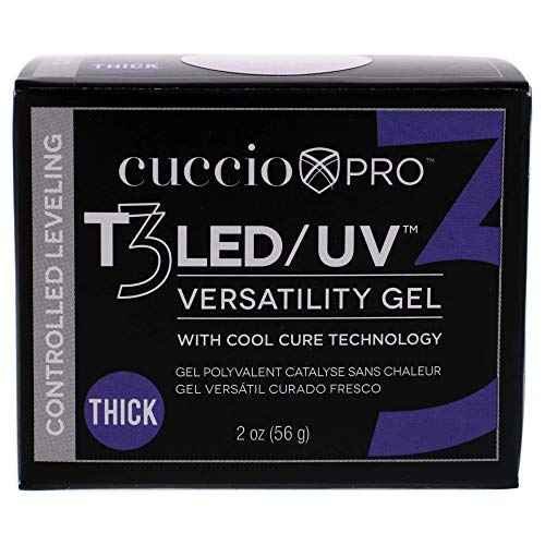 Cuccio Pro T3 LED/UV Cool Cure Versatility Gel - Controlled Levelling - Incredibly Flexible - Strong Adhesion - Thick Viscosity - Fast Application - Quick Cure - Pink - 2 Oz Nail Gel