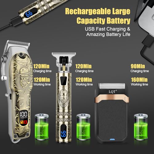 Professional Hair Clipper Set for Men Electric Shaver Razor Cordless Hair Cutting Barber Clippers Beard Trimmer Men¡¯s Grooming Kit Gifts for him (Bronze)
