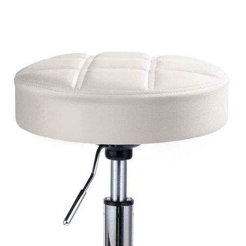 Leopard Round Rolling Stools, Adjustable Work Medical Stool with Wheels (White)
