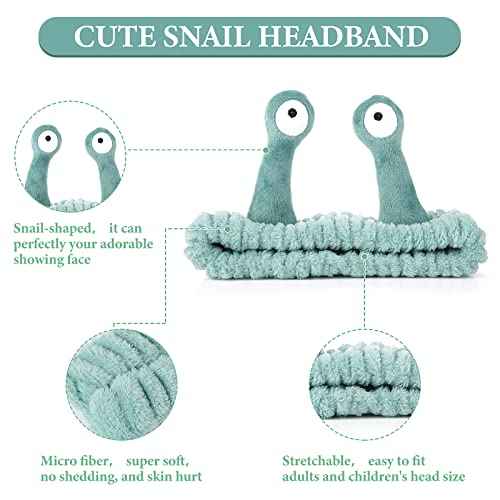 Face Wash Headband, Palm and Snail Spa Hair Bands Makeup Headbands Women Cartoon Cute Coral Fleece Elastic Headband Creative Hair Accessories for Washing Face Shower Beauty Skincare