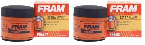 FRAM Extra Guard PH6607, 10K Mile Change Interval Spin-On Oil Filter, black (Pack of 2)