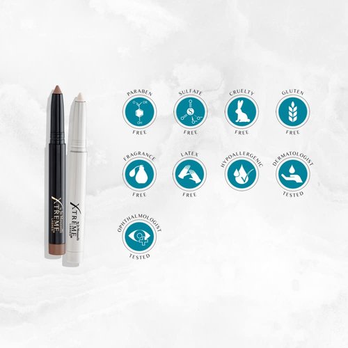 Xtreme Lashes Glideshadow Long Lasting Eyeshadow Stick Smokey Mattes Quad Collection, Onyx, Chocolate, Sienna, Nude, Lightweight Cream to Powder Makeup, No Fallout, Lash Extension Safe