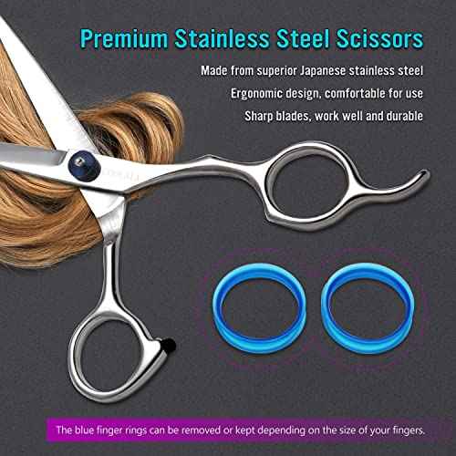 Stainless Steel Hair Cutting Scissors 6.5 Inch Hairdressing Razor Shears Professional Salon Barber Haircut Scissors, One Comb Included, Home Use for Man Woman Adults Kids Babies