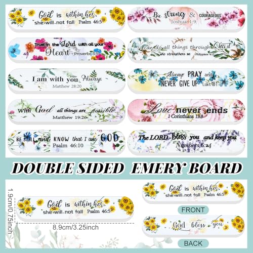 50 Pack Christian Gifts for Women Bulk Church Bible Verse Nail Files Floral Scripture Emery Boards Christian Religious Gift Nail Files for Employee Appreciation Teacher Staff Coworkers Women