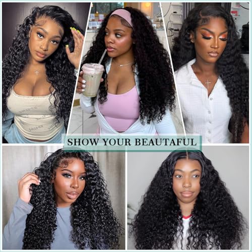 18 18 20 Inch Water Wave Human Hair Bundles Brazilian Virgin Human Hair Bundles 12A Deep Water Wave Bundles 100% Real Human Hair Extensions Natural Black