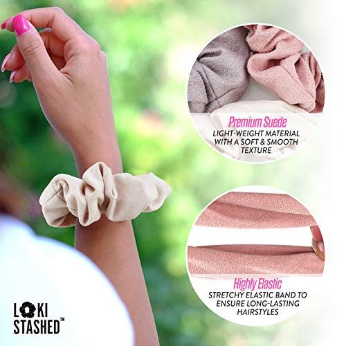 3-PACK Suede Hair Tie Scrunchies for VSCO Girls & Women, THE ORIGINAL HIDDEN POCKET SCRUNCHIE with Zipper Pocket Storage, Accessories, Small Items, Keys, Money (Pastel)